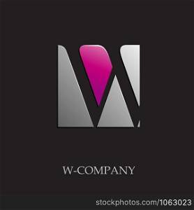 Vector sign initial letter W on black background