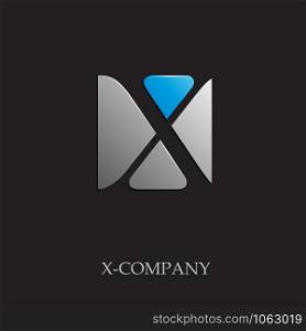 Vector sign initial letter X on black background