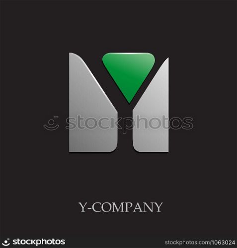 Vector sign initial letter Y on black background