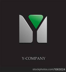 Vector sign initial letter Y on black background