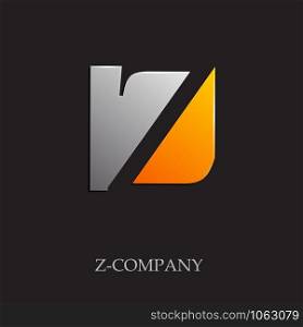 Vector sign initial letter Z on black background