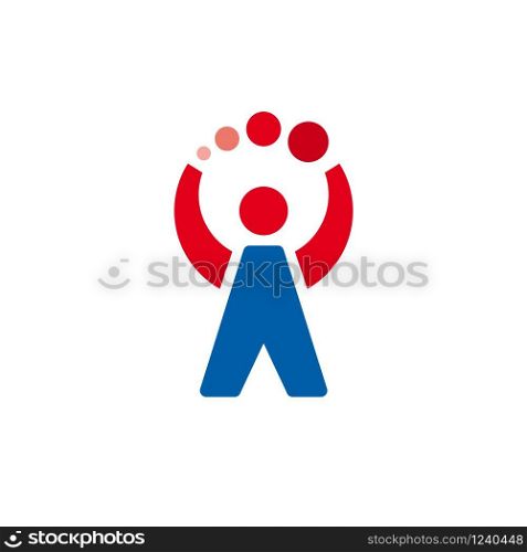 Vector sign juggler with balls. Ability and skill concept. Abstract letter A