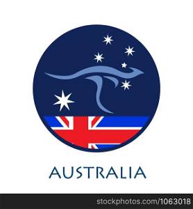 Vector sign kangaroo with australian flag