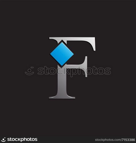 Vector sign letter F with square