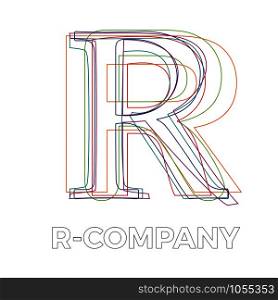 Vector sign linear letter R