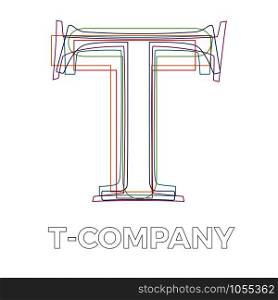 Vector sign linear letter T