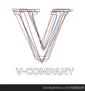 Vector sign linear letter V