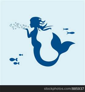 Vector sign mermaid blowing