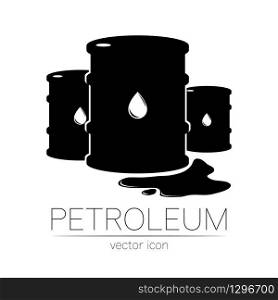 Vector sign of few oil. Black symbol petroleum isolated on white background. Barrel silhouette and spot liguid. Industry of exploration, illustration. Petrochemical and market. Vector sign of few oil. Black symbol petroleum isolated on white background. Barrel silhouette and spot liguid. Industry of exploration, illustration. Petrochemical and market.