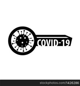 Vector sign of the coronavirus in the form of a key.. Vector sign of the coronavirus in the form of a key
