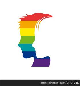 Vector sign people with rainbow. Environmental, peace or gay pride parade concept