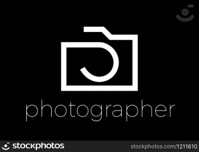 Vector sign photographer, abstract camera in linear style