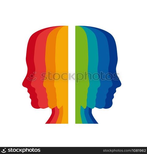 Vector sign psychologist, colored heads