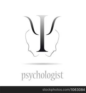 Vector sign psychologist in white