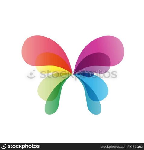 Vector sign rainbow butterfly
