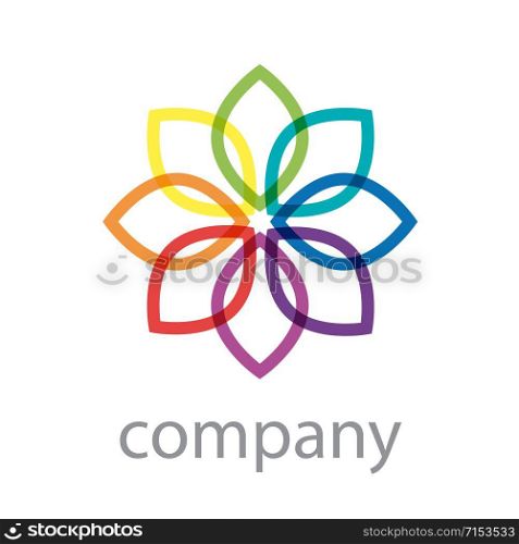 Vector sign rainbow flower, abstract shape