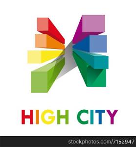 Vector sign rainbow high city