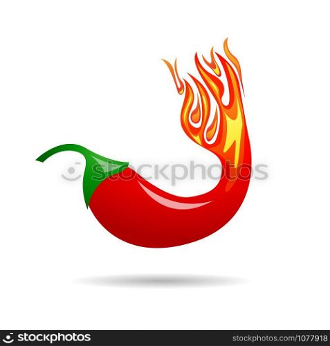 Vector sign red chili with fire