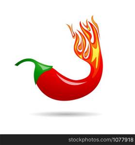 Vector sign red chili with fire