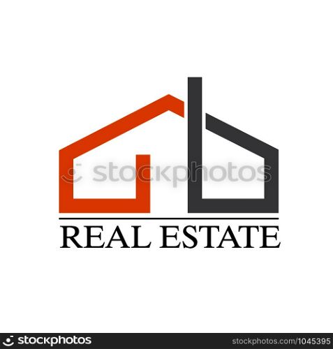 Vector sign strip house, orange and gray