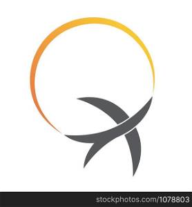 Vector sign Swallow in the sky of spring, letter Q