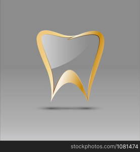 Vector sign tooth in glass