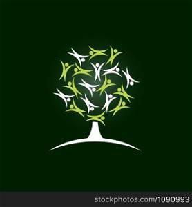 Vector sign tree children, green background