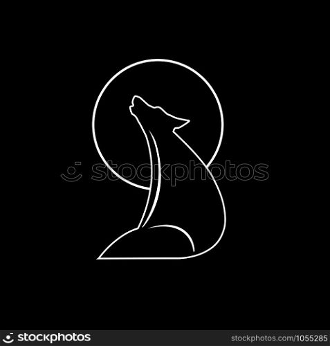 Vector sign wolf howling