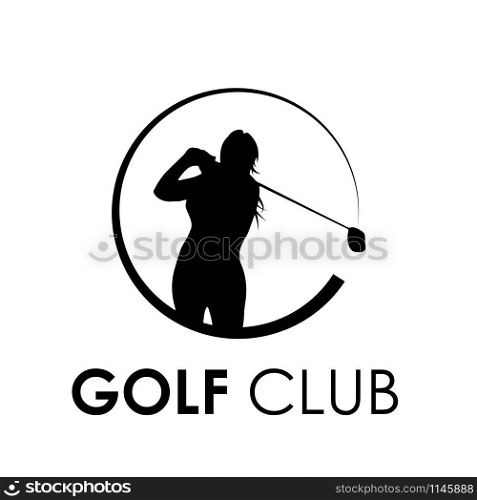Vector sign woman play golf