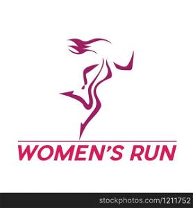 Vector sign woman runs fast, runner in linear and simple style