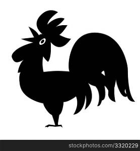 vector silhouette cock on white background