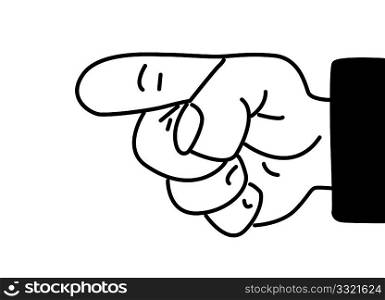vector silhouette hand on white background