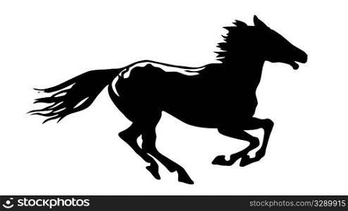 vector silhouette horse on white background