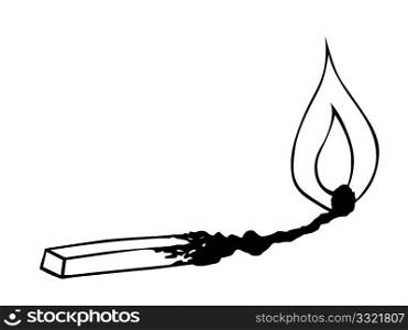 vector silhouette of the burnted match on white background