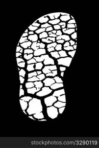 vector silhouette of the human trace on dry land
