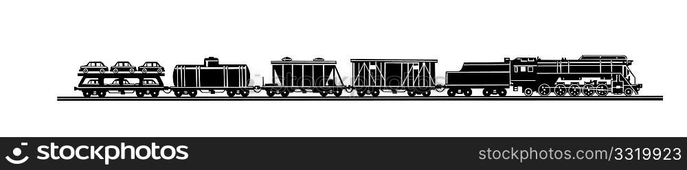 vector silhouette of the old train on white background