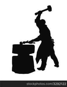 vector silhouette of the smith on white background