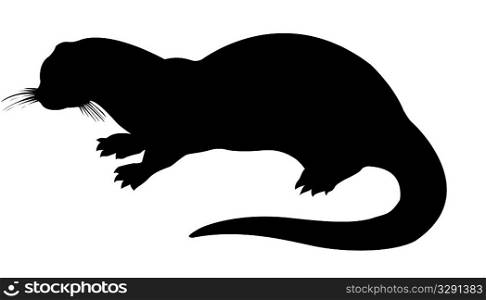 vector silhouette otter on white background