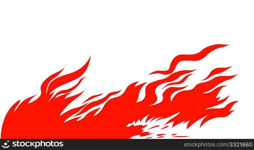 vector silhouette red fire on white background
