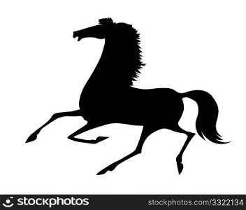 vector silhouette running horse on white background