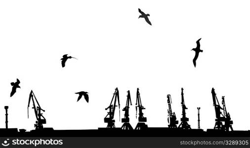 vector silhouette shipyard