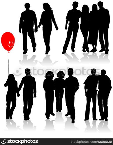 Vector silhouettes friends (man and women)