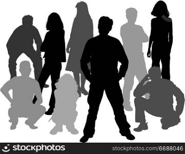 Vector silhouettes friends (man and women)