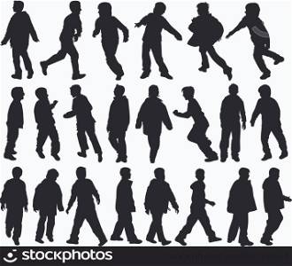 Vector silhouettes of Boys in action