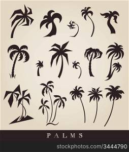 vector silhouettes of palm trees