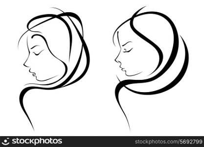 Vector silhouettes of woman hairstyles