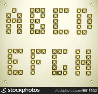 Vector silver font with stud can be used banners, invitation, congratulation or website layout vector silver metal stud