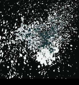Vector silver paint splash, splatter, and blob shiny on black background. Glowing spray stains abstract background, vector illustration.