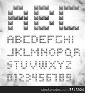 Vector silver pixel font with stud / can be used banners, invitation, congratulation or website layout vector/ silver metal stud