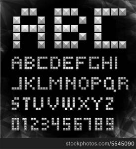 Vector silver pixel font with stud / can be used banners, invitation, congratulation or website layout vector/ silver metal stud